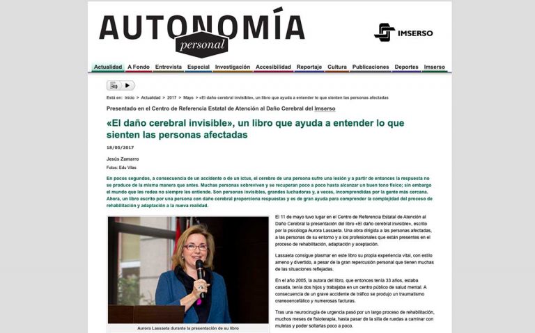 Aurora Lassaletta presenta su libro en Autonomía personal