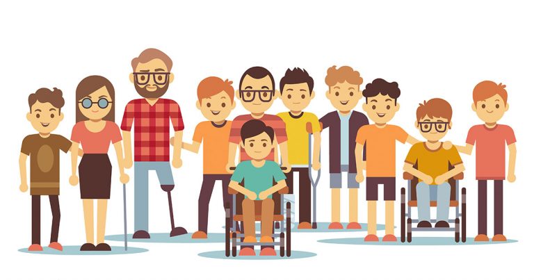Distintas personas con discapacidad y sus familias alrededor